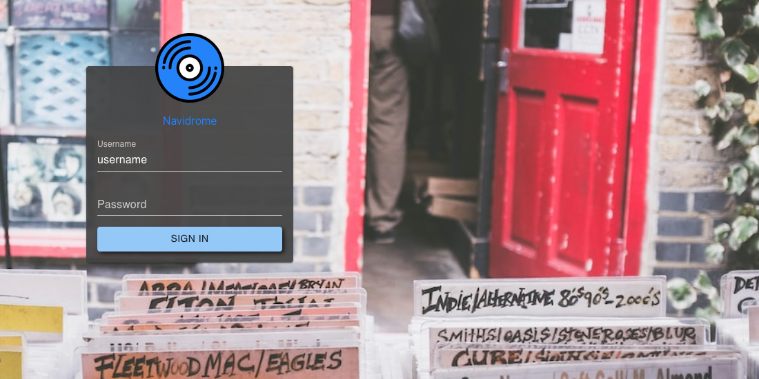 Navidrome login page